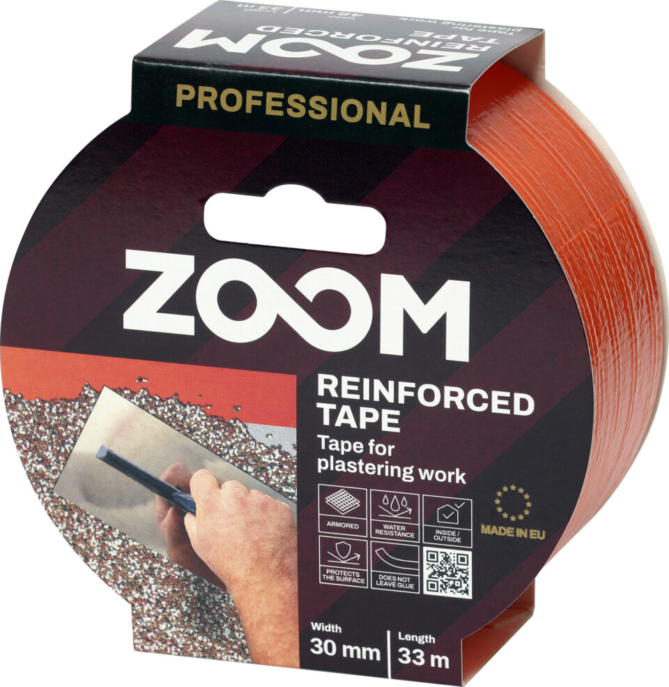 ZOOM reinforced adhesive tape for plaster works, 30 mm x 33 m, orange