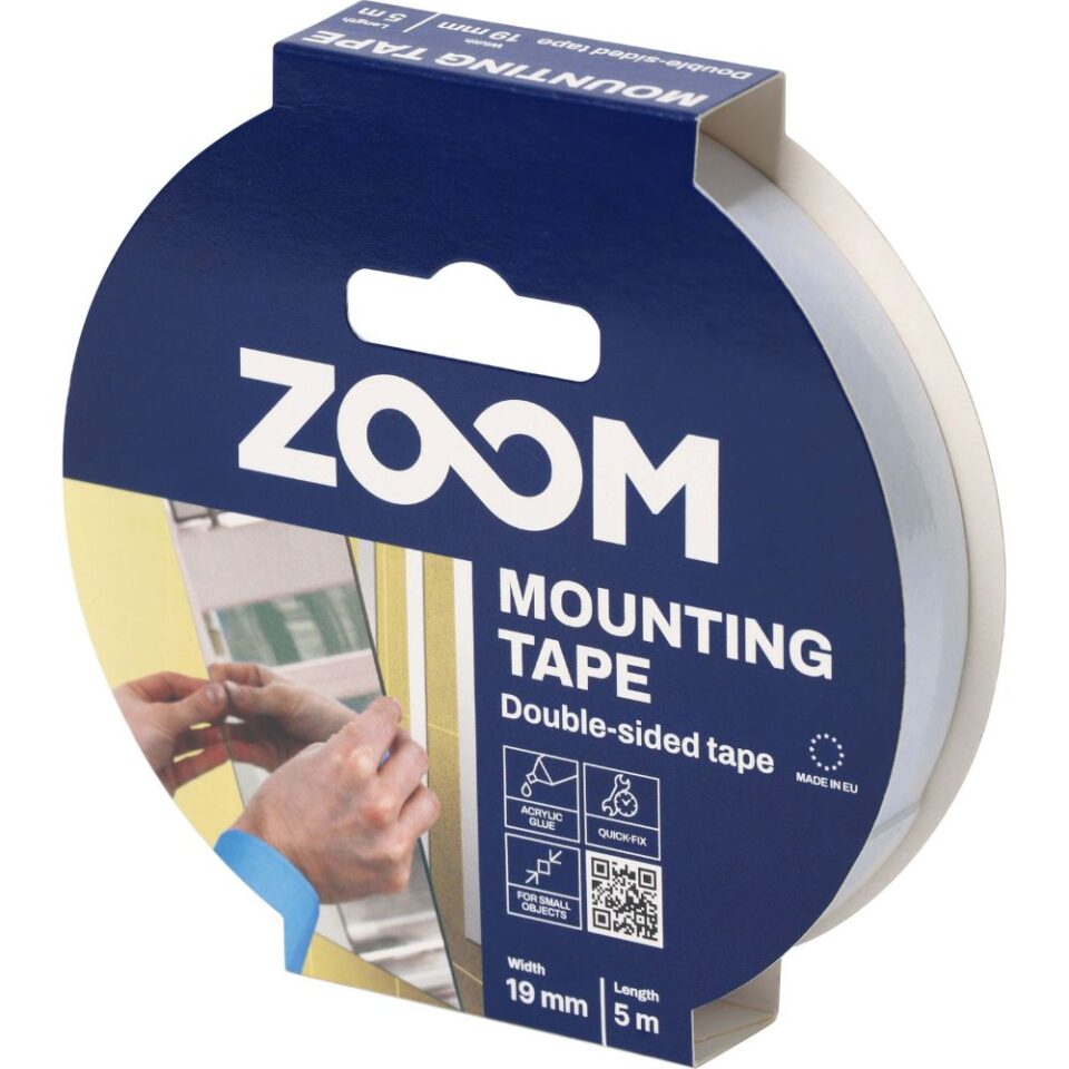 ZOOM Double-sided mounting tape, 19 mm x 5 m, white