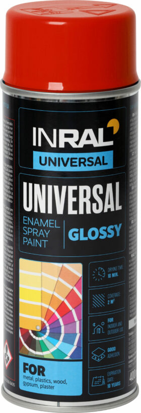 INRAL Spray paint UNIVERSAL Enamel, red, 400 ml