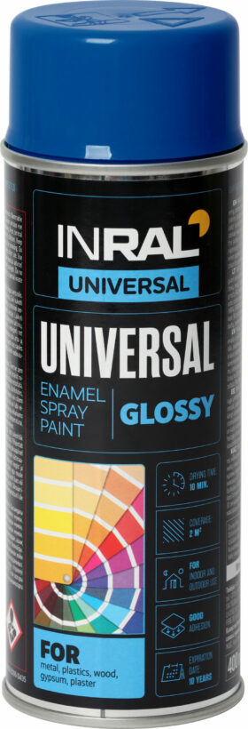 INRAL Spray paint UNIVERSAL Enamel, gentian blue, glossy
