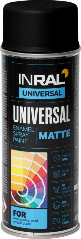 INRAL Spray paint UNIVERSAL Enamel, dark black