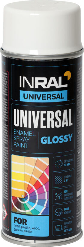 INRAL Spray paint UNIVERSAL Enamel, White, Glossy
