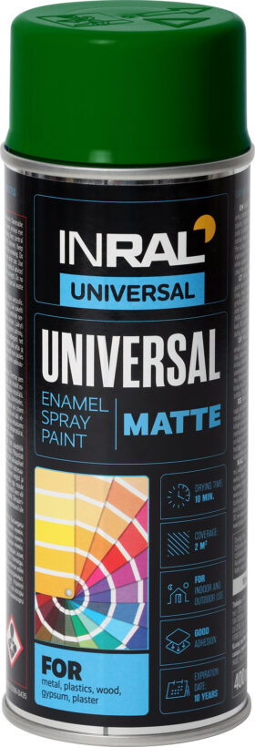 INRAL Spray paint UNIVERSAL Enamel, moss green, matte
