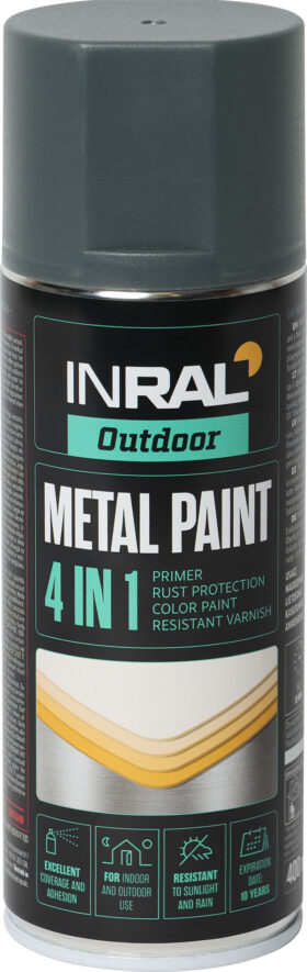INRAL Decorative Spray Paint METAL PAINT 4 IN 1, Anthracite