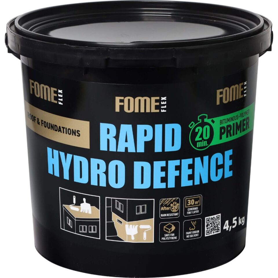 FOME FLEX Rapid Hydro Defence polymer-bituminous primer, 4,5 kg pail, black