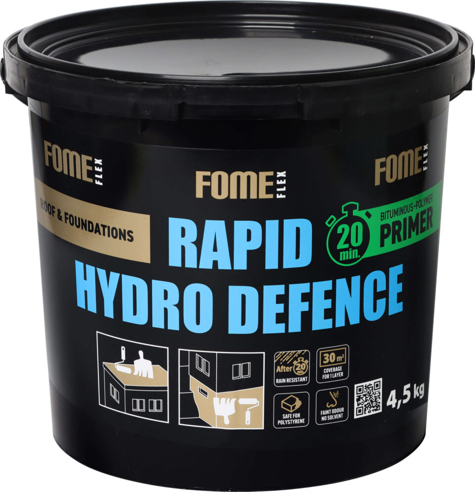 FOME FLEX Rapid Hydro Defence polymer-bituminous primer, 4,5 kg pail, black