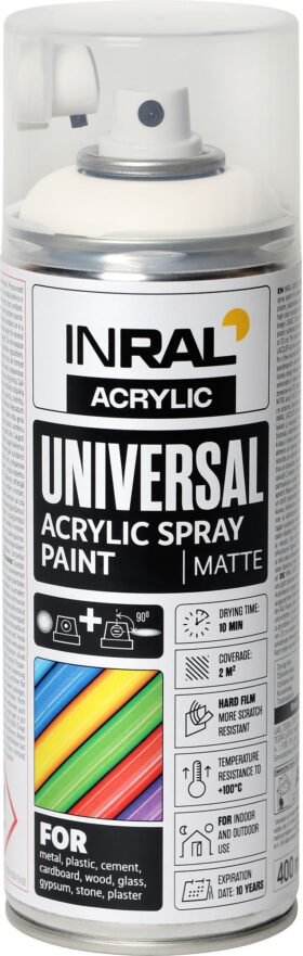 INRAL ACRYLIC UNIVERSAL Sprühfarbe, Reinweiß, matt
