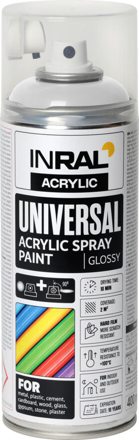 INRAL ACRYLIC UNIVERSAL Sprühfarbe, Reinweiß, glänzend