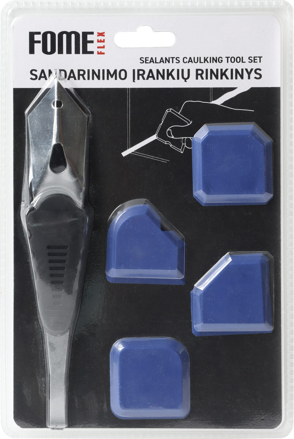Fome Flex Caulking Tool Set, Blue spatulas and black cutter