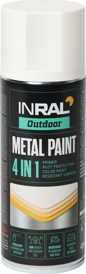 INRAL Decorative Spray Paint METAL PAINT 4 IN 1, Pure White