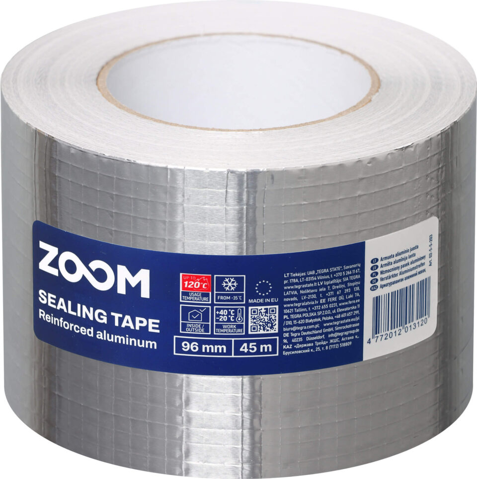ZOOM Adhesive Reinforced Aluminum Tape, 96 mm x 45 m